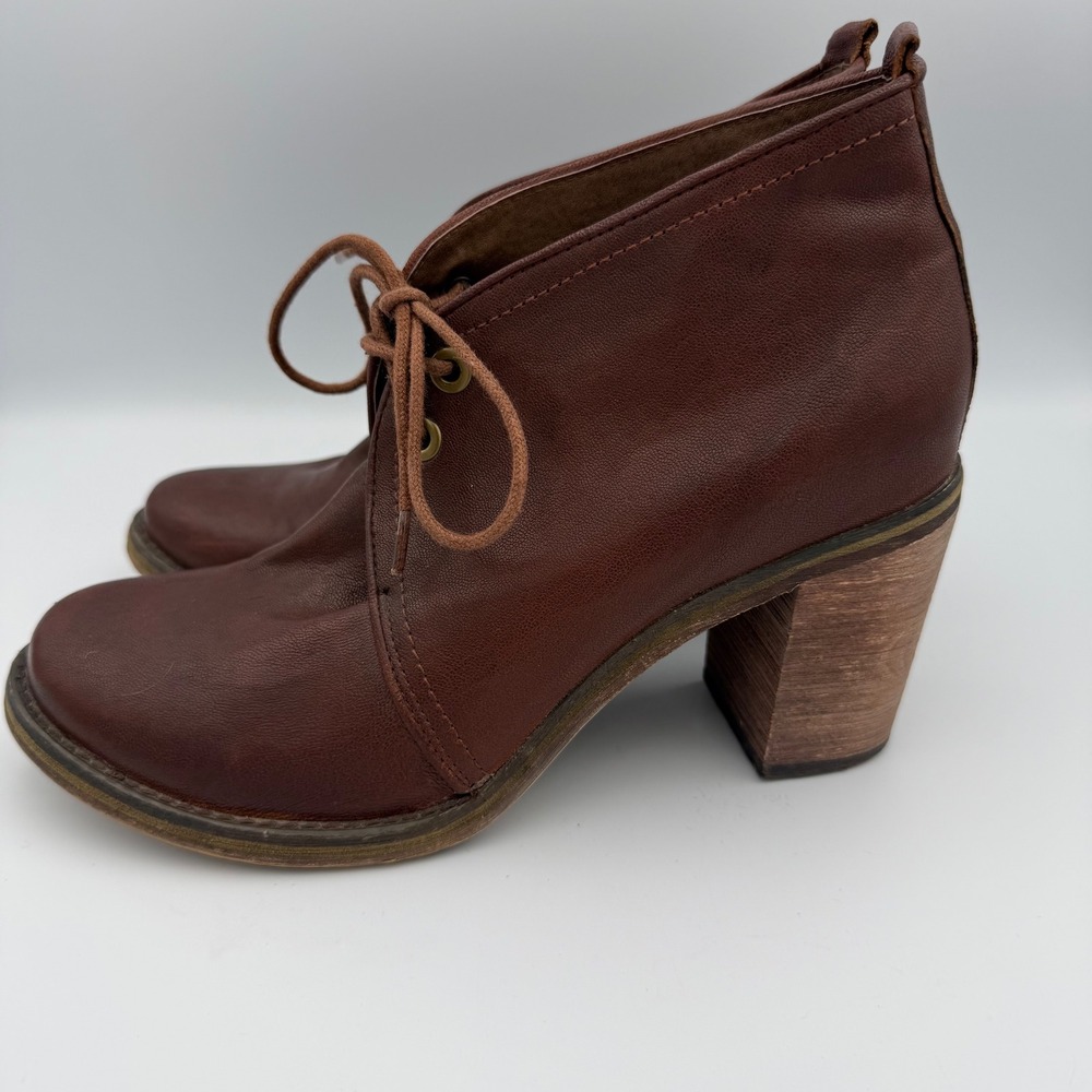 Jeffrey Campbell Boxxy Leather Ankle Boots Chunky Heel Brown Boho Womens Size 10 - Picture 3 of 9